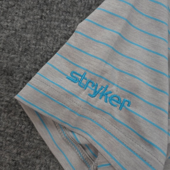 Johnnie O Polo Shirt Mens Large Grey Striped Newton Performance Golfing Prep - Picture 2 of 10